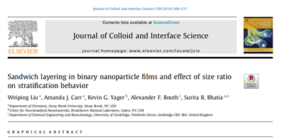 英文文獻Sandwich layering in binary nanoparticle films and effect of size ratio on stratification behavior